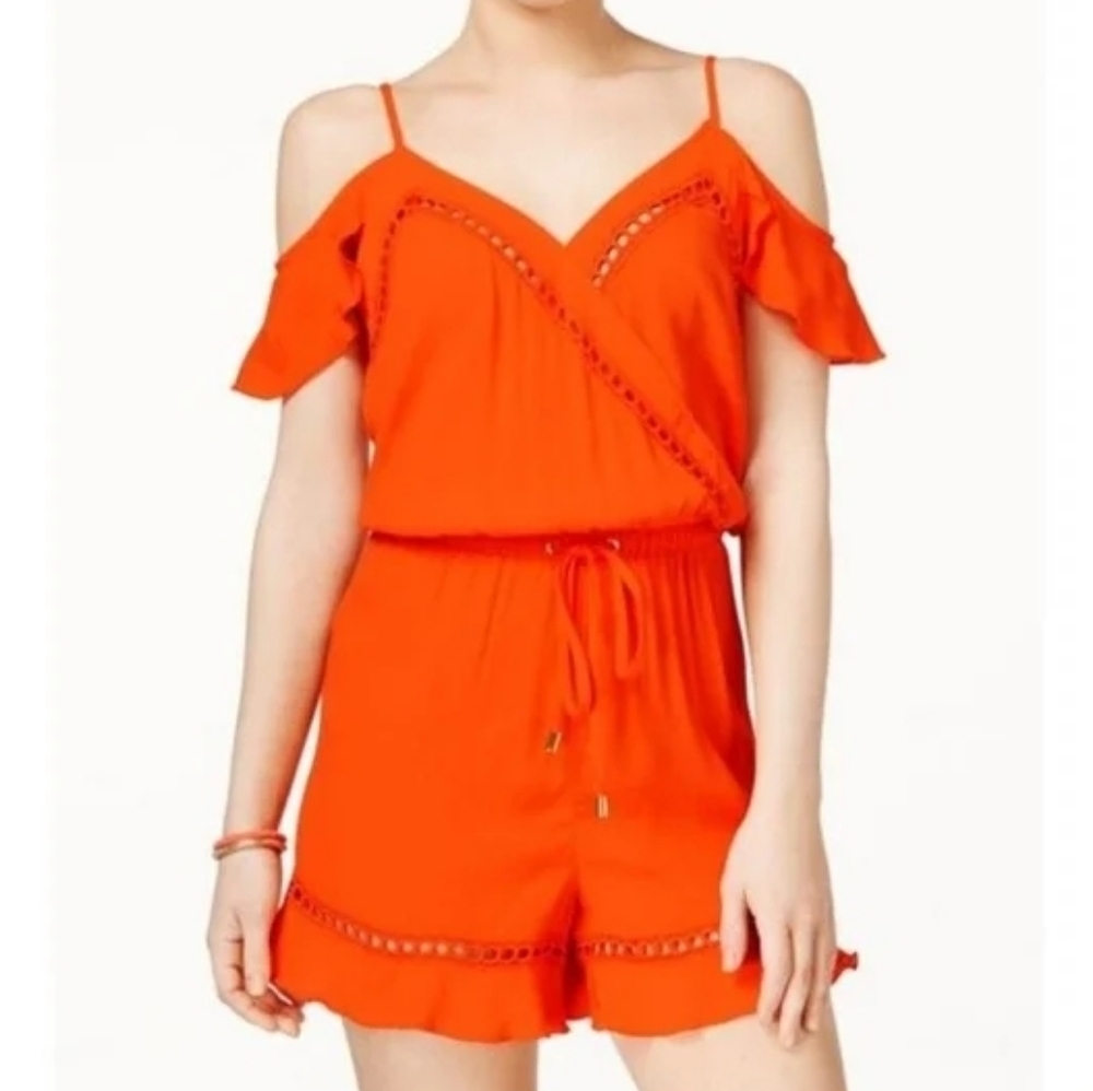 Marilyn Monroe Vibrant Orange Textile Shoulder  Romper Sz XL